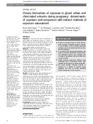 Urinary biomarkers of exposure to glycol ethers and chlorinated solvents during pregnancy : determinants of exposure and comparison with indirect methods of exposure assessment. = (Biomarqueurs urinaires de l'exposition aux éthers de glycol et solvants chlorés pendant la grossesse : déterminants de l'exposition et comparaison avec les méthodes indirectes d'évaluation de l'exposition).. 1. 69 | GARLANTEZEC R.