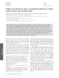 Night work and breast cancer : a population-based case-control study in France (the CECILE study). = (Travail de nuit et cancer du sein : une étude cas-témoins dans une population en France (étude CECILE)).. 4. 132 | MENEGAUX F.