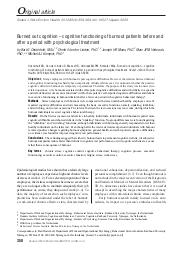 Burned out cognition – cognitive functioning of burnout patients before and after a period with psychological treatment. = (Epuisement cognitif : fonctions cognitives chez des patients épuisés professionnellement avant et après une période de psychothérapie).. 4. 38 | OOSTERHOLT B.G.