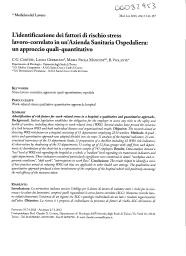 L'identificazione dei fattori di rischio stress lavoro-correlato in un'azienda sanitaria ospedaliera : un approccio quali-quantitativo. = (Identification des facteurs de risque de stress liés au travail dans un hôpital : approche qualitative et quantitative).. 2. 104 | CORTESE C.G.