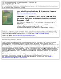 Hexavalent chromium compounds in the workplace : assessing the extent and magnitude of occupational exposure in Italy. = (Composés du chrome hexavalent sur les lieux de travail : évaluation de l'exposition professionnelle en Italie).. 6. 9 | SCARSELLI A.