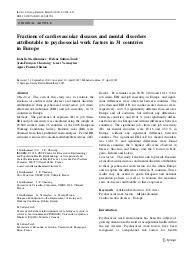 Fractions of cardiovascular diseases and mental disorders attributable to psychosocial work factors in 31 countries in Europe. = (Fractions des maladies cardio-vasculaires et des troubles mentaux imputables à des facteurs psychosociaux au travail dans 31 pays d’Europe).. 4. 87 | NIEDHAMMER I.