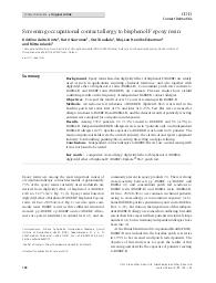 Screening occupational contact allergy to bisphenol F epoxy resin. = (Dépistage de l'allergie de contact d'origine professionnelle à la résine époxydique à base de bisphénol F).. 3. 71 | AALTO-KORTE K.