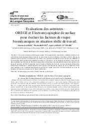 Evaluations des astreintes : OREGE et électromyographie de surface pour ...