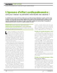 L’épreuve d’effort cardiopulmonaire : outil pour évaluer la pénibilité individuelle des salariés ?. 9. 137 | HULO S.