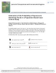 Estimation of the probability of exposure to machining fluids in a population-based case-control study = (Estimation de la probabilité d'exposition à des fluides d'usinage dans une étude cas-témoins sur la base d'une population).. 11. 11 | PARK D.U.