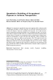 Quantitative modelling of occupational exposure to airborne nanoparticles. = (Modélisation quantitative de l'exposition professionnelle aux nanoparticules de l'air). Extrait de : VIANA M. (Ed) ; AITKEN R. ; ASBACH C. ; BELUT E. ; GUICHARD R. ; et coll. Indoor and outdoor nanoparticles. Determinants of release and exposure scenarios. | MacCALMAN L.