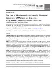 The use of metabolomics to identify biological signatures of manganese exposure. = (Utilisation de la métabolomique pour identifier les signatures biologiques de l'exposition au manganèse).. 4. 61 | BAKER M.G.