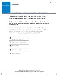 Collaborating with mammographers to address their work-related muskuloskeletal discomfort. = (Collaboration avec les opérateurs de mammographies pour trouver une solution à leur inconfort musculosquelettique d'origine professionnelle).. 10. 59 | SOMMERICH C.M.