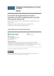 Conception des équipements de travail et prévention des TMS. Complémentarités et points d’ancrage des démarches.. 2. 19 | MARSOT J.