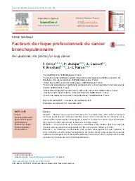 Facteurs de risque professionnels du cancer bronchopulmonaire.. 6. 33 | DELVA F.