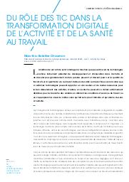 Du rôle des TIC dans la transformation digitale de l'activité et de la santé au travail.. 6 | BOBILLIER CHAUMON M.E.