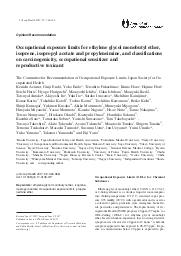 Occupational exposure limits for ethylene glycol monobutyl ether, isoprene, isopropyl acetate and propyleneimine, and classifications on carcinogenicity, occupational sensitizer and reproductive toxicant. = (Valeurs limites d'exposition professionnelle à l’éther monobutylique d'éthylèneglycol, à l'isoprène, à l'acétate d'isopropyle et à la propylèneimine, et classifications selon qu'ils sont cancérogènes, sensibilisants professionnels et toxiques pour la reproduction).. 3. 59 | AZUMA K.