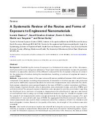 A systematic review of the routes and forms of exposure to engineered nanomaterials. = (Revue systématique des voies et formes de l'exposition aux nanomatériaux fabriqués).. 6. 62 | BASINAS I.