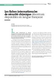 Les fiches internationales de sécurité chimique désormais disponibles en langue française | LA ROCCA B.