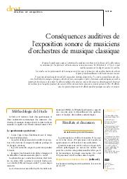 Conséquences auditives de l'exposition sonore de musiciens d'orchestres de musique classique | RICHOUX C.