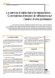 Le service à table dans la restauration : contraintes d'emploi et réflexions sur l'avenir d'une profession | GRIMAUD I.