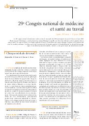 Compte rendu du Congrès de médecine et santé au travail (Lyon, 30 mai-2 juin 2006) | DELEPINE A.