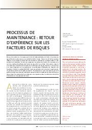 Processus de maintenance : retour d'expérience sur les facteurs de risques = Maintenance process: experience feedback for risk factors | BLAISE J.C.