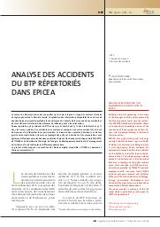 Analyse des accidents du BTP répertoriés dans Epicea = Analysis of Building and Civil Engineering accidents listed in EPICEA | TISSOT C.