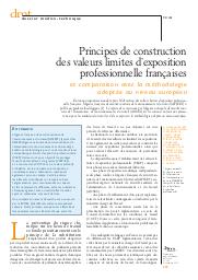 Principes de construction des valeurs limites d'exposition professionnelle françaises et comparaison avec la méthodologie adoptée au niveau européen | EL YAMANI M.