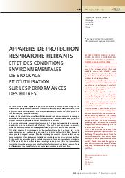 Appareils de protection respiratoire filtrants. Effet des conditions environnementales de stockage et d'utilisation sur les performances des filtres = Respiratory protective devices with filters. Effect of the environmental conditions of storage and use on the performance of the filters | CHAZELET S.