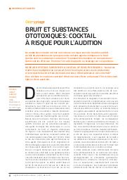 Bruit et substances ototoxiques : cocktail à risque pour l’audition = Noise and ototoxic substances: a cocktail of risks for hearing | VENET T.