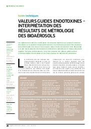 Valeurs guides endotoxines. Interprétation des résultats de métrologie des bioaérosols = Endotoxin guideline values - Interpretation of the results of bioaerosol metrology | BALTY I.