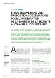 Etude Sesame dans l’UE : propositions de démarches pour l’amélioration de la santé et de la sécurité au travail au sein des MPE | CLERTE J.