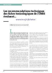 Les recommandations techniques des fiches toxicologiques de l'INRS évoluent… | MIRAVAL S.