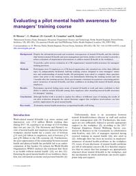 Evaluating a pilot mental health awareness for managers' training course. = (Evaluation d'un projet pilote de sensibilisation à la santé mentale pour la formation des cadres). | WESTON D.