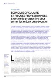 Economie circulaire et risques professionnels. Exercice de prospective pour cerner les enjeux de prévention | HERY M.