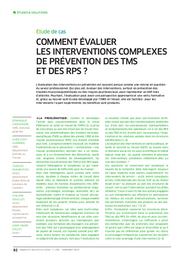 Comment évaluer les interventions complexes de prévention des TMS et des RPS ? | CHOUANIERE D.