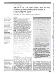 Sex-specific risks and trends in lung cancer mortality across occupations and economic activities in Switzerland (1990–2014). = (Risques liés au sexe et évolution de la mortalité par cancer du poumon dans des professions et secteurs d’activité en Suisse entre 1990 et 2014).. 77 | BOVIO N.