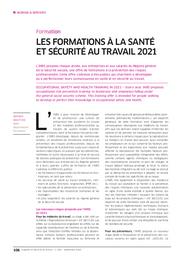 Les formations à la santé et sécurité au travail 2021 | MOUTCHE G.