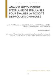 Analyse histologique d’explants vestibulaires pour évaluer la toxicité de produits chimiques. | THOMAS A.