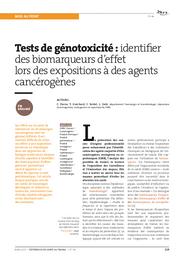 Tests de génotoxicité : identifier des biomarqueurs d'effet lors des expositions à des agents cancérogènes | DARNE C.