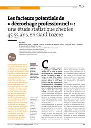 Les facteurs potentiels de « décrochage professionnel » : une étude statistique chez les 45-55 ans, en Gard-Lozère | BERNARD A.