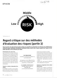 Regard critique sur des méthodes d'évaluation des risques (partie 3). | DEBLEECKERE G.