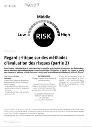 Regard critique sur des méthodes d'évaluation des risques (partie 2). | DEBLEECKERE G.