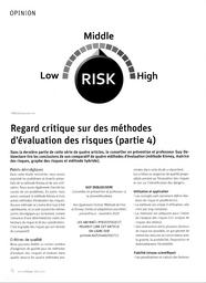 Regard critique sur des méthodes d'évaluation des risques (partie 4). | DEBLEECKERE G.