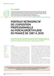 Portrait rétrospectif de l’exposition professionnelle au perchloroéthylène en France de 1987 à 2019 | SAUVE J.F.