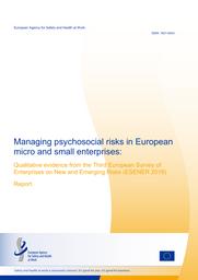 Managing psychosocial risks in European micro and small enterprises : qualitative evidence from the third European survey of enterprises on new and emerging risks (ESENER 2019). = (Gestion des risques psychosociaux dans les micro et petites entreprises européennes : données qualitatives issues de la troisième enquête européenne sur les entreprises concernant les risques nouveaux et émergents). | BROUGHTON A.