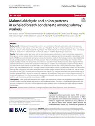 Malondialdehyde and anion patterns in exhaled breath condensate among subway workers. = (Modèles de malondialdéhyde et d'anions dans le condensat expiré chez les travailleurs du métro). | SAUVAIN J.J.