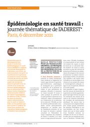 Epidémiologie en santé travail : journée thématique de l'ADEREST - Paris, 6 décembre 2021 | PONS R.