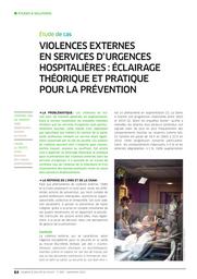 Violences externes en services d’urgences hospitalières : éclairage théorique et pratique pour la prévention | VAN DE WEERDT C.