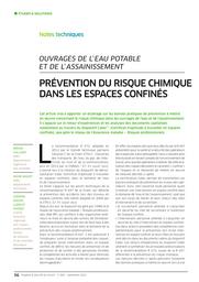 Ouvrages de l’eau potable et de l’assainissement : prévention du risque chimique dans les espaces confinés | GALLAND B.