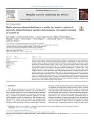 Multiscattering-enhanced absorbance to enable the sensitive analysis of extremely diluted biological samples : determination of oxidative potential in exhaled air. = (Absorbance améliorée par multidiffusion pour permettre l'analyse sensible d'échantillons biologiques extrêmement dilués : détermination du potentiel oxydatif dans l'air expiré). | GOEKCE S.