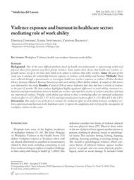 Violence exposure and burnout in healthcare sector : mediating role of work ability. = (Exposition à la violence et épuisement professionnel dans le secteur des soins de santé : rôle médiateur de la capacité de travail).. 112 | CONVERSO D.