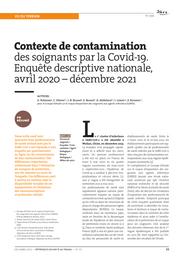 Contexte de contamination des soignants par la Covid-19. Enquête descriptive nationale, avril 2020 - décembre 2021 | PELLISSIER G.